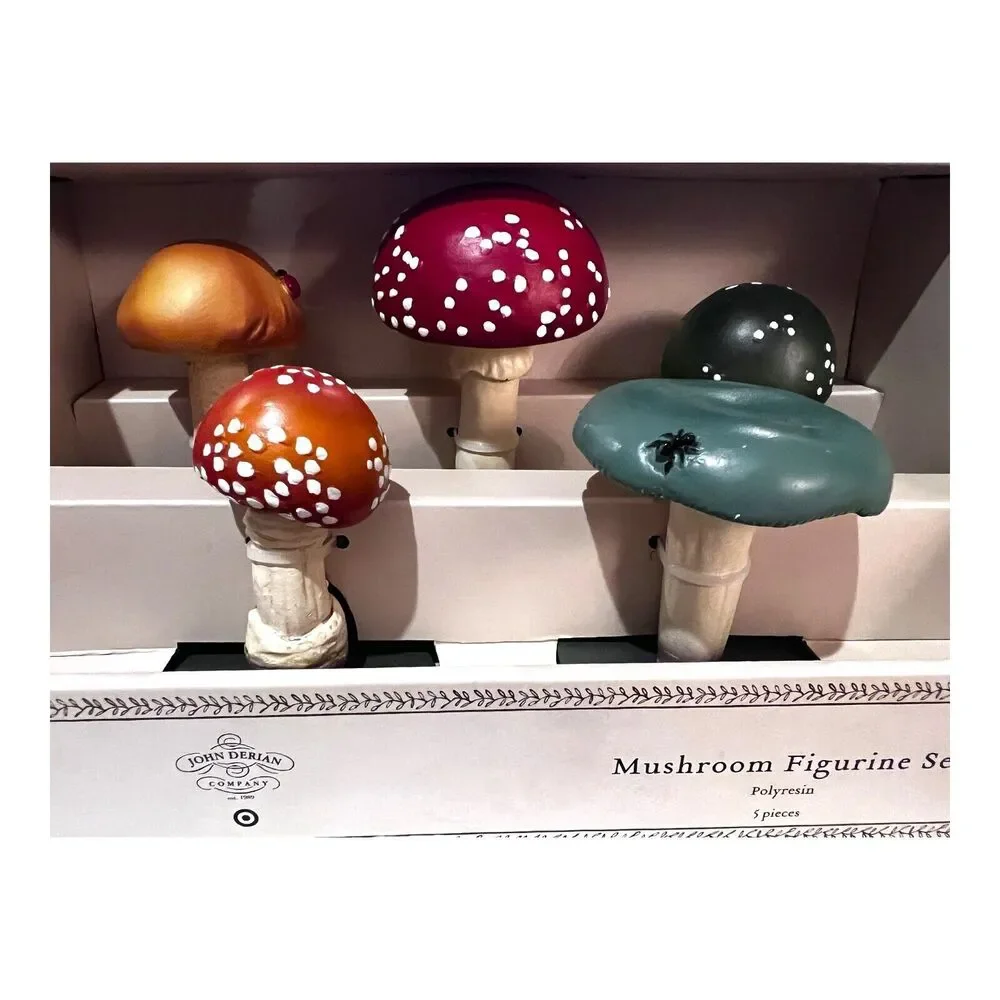 John Derian for Target 5pc Mushroom Decorative Figures Harvest Thanksgiving NEW